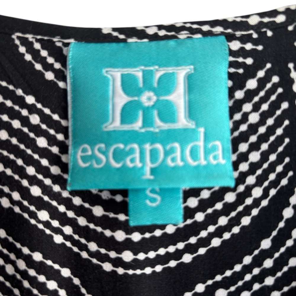 ESCAPADA  Resort Wear Patterned Blouse in Black and White Size Small - Picture 5 of 8